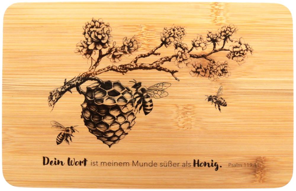 Frühstücksbrettchen "Bienen", Akazienholz