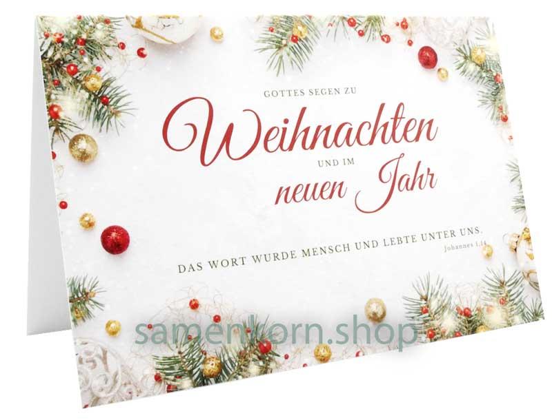 Faltkarte "Gottes Segen zu Weihnachten und im neuen Jahr" Joh. 1,14