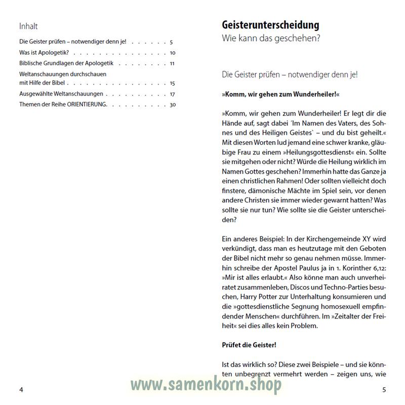 Geisterunterscheidung, Band 36  Reihe Orientierung / Heft