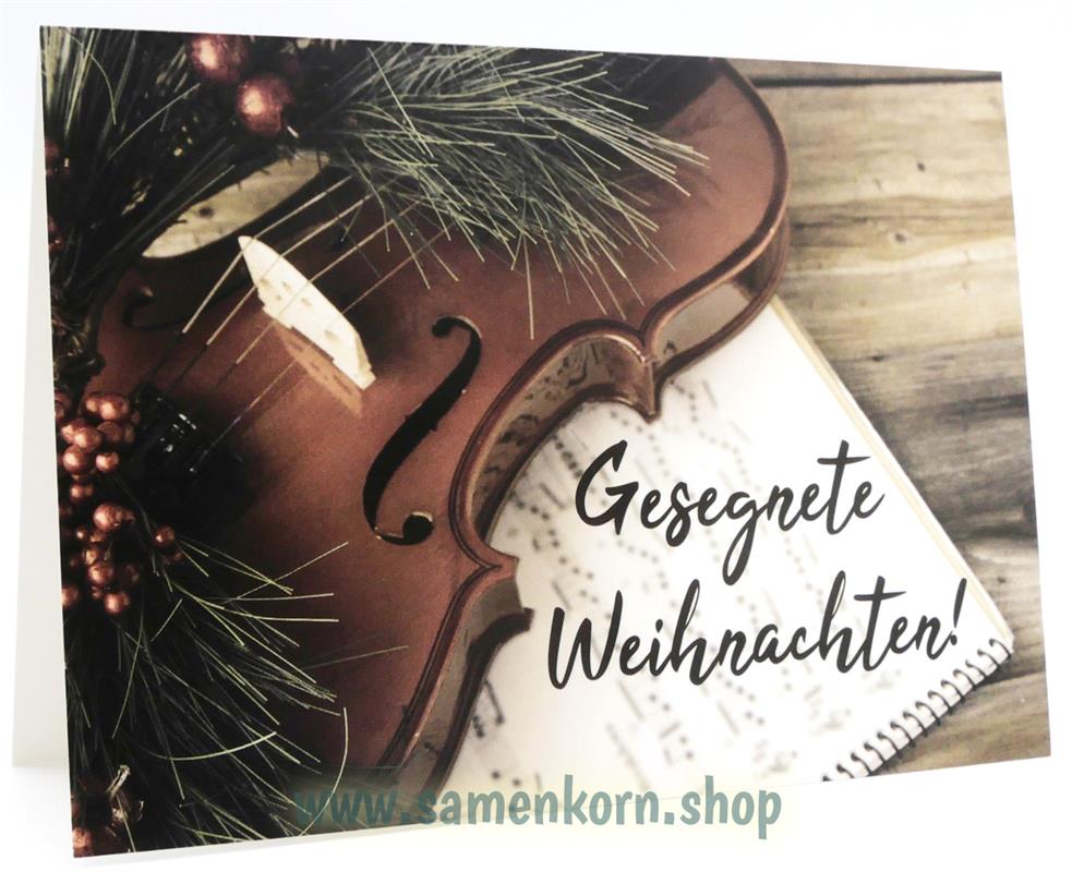 Doppelkarte "Gesegnete Weihnachten"  (Geige)