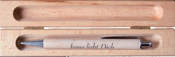 Kugelschreiber mit Box "Jesus liebt dich"