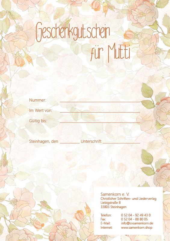 Geschenkgutschein - Muttertag