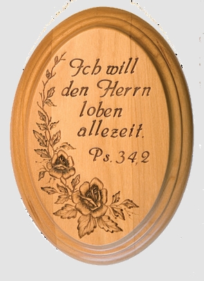 Holzwandbild, oval (ca. 12 x 17 cm)