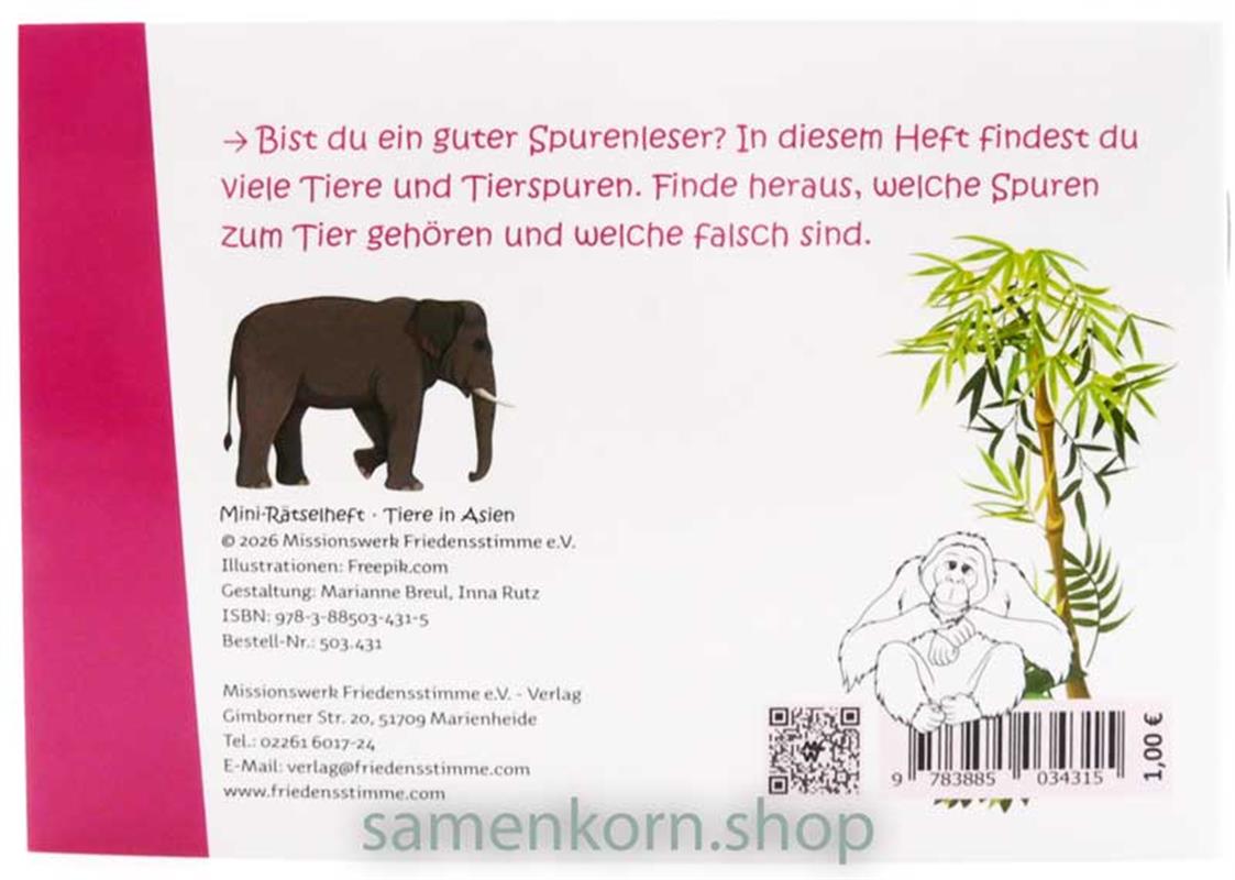 Mini-Rätselheft - Tiere in Asien  / Heft