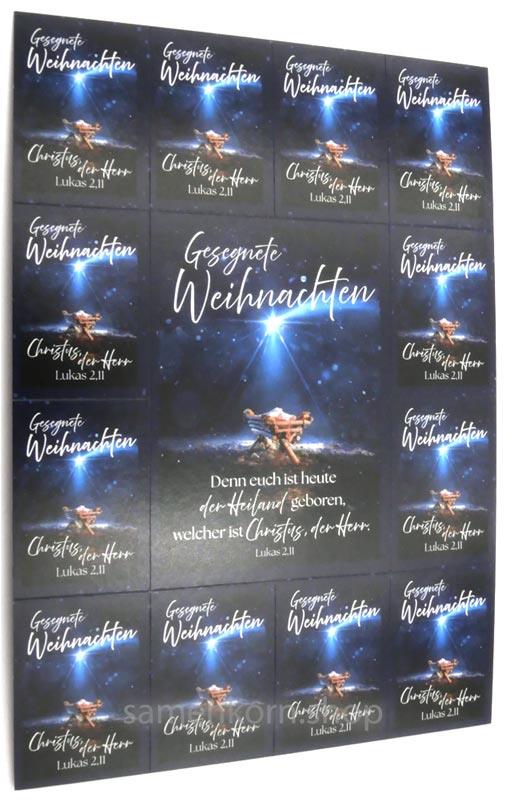 Postkarten-Aufkleber "Gesegnete Weihnachten" Luk. 2,11