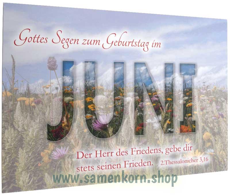 Postkarte "Gottes Segen zum Geburtstag im Juni"