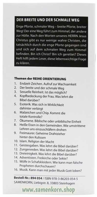 Der breite und der schmale Weg, Band 2  Reihe Orientierung / Heft