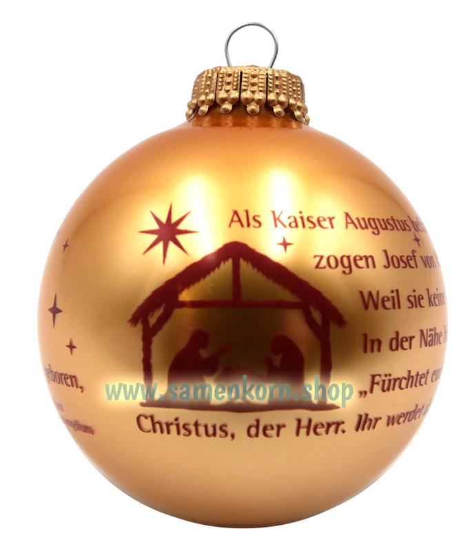 Weihnachtskugel in Gold Motiv "Krippe"