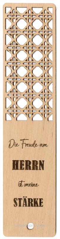Lesezeichen aus Holz "Die Freude am Herrn ist meine Stärke"