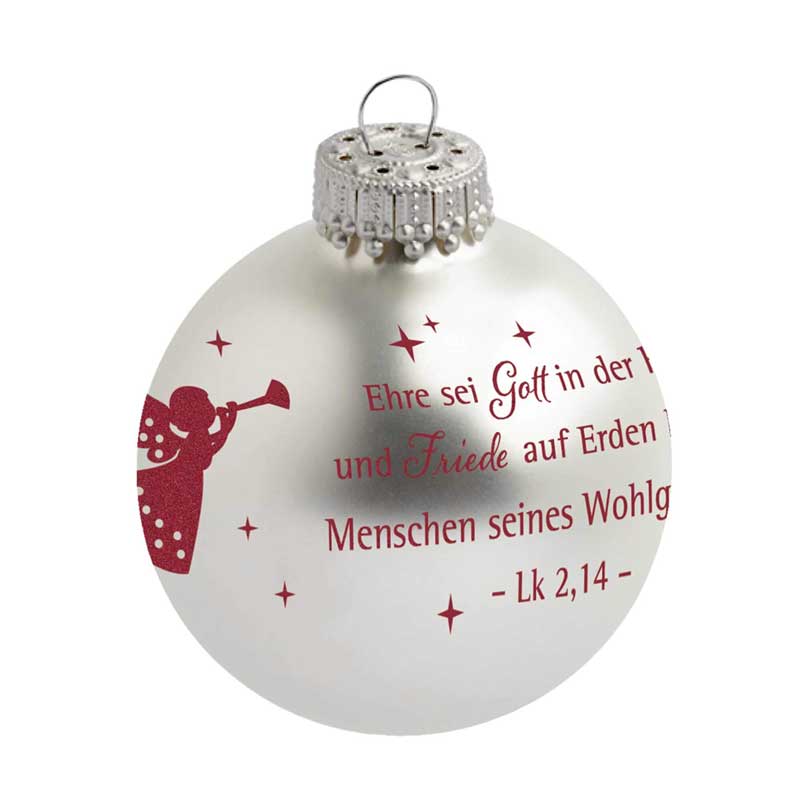 Weihnachtskugel in Silber Motiv "Engel"