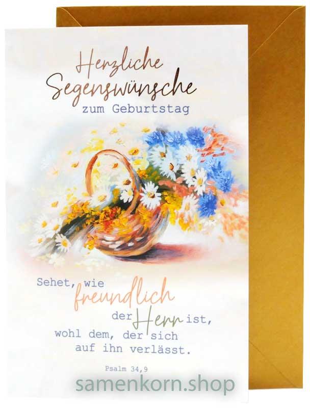 Faltkarte "Herzliche Segenswünsche zum Geburtstag" / Ps. 46,2