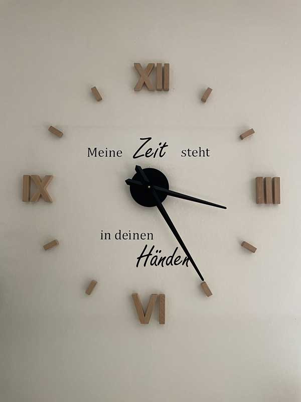 3D Wanduhr "Meine Zeit steht in deinen Händen"