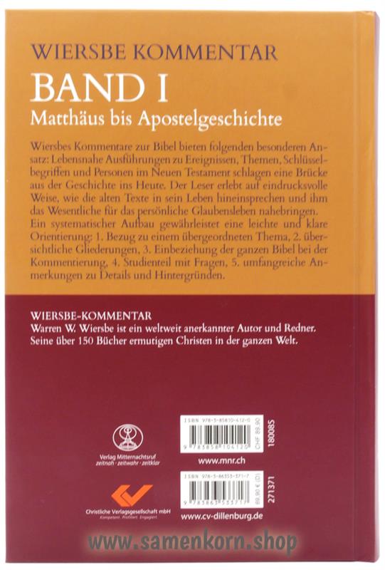 Wiersbe Kommentar zum Neuen Testament, Band 1 / Buch