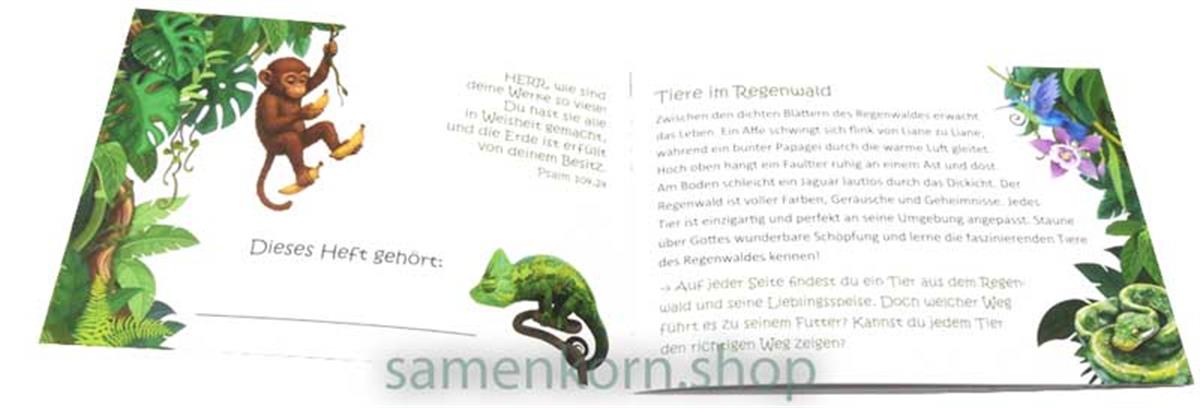 Mini-Rätselheft - Tiere im Regenwald / Heft