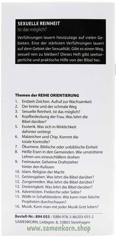 Sexuelle Reinheit, Band 3  Reihe Orientierung / Heft