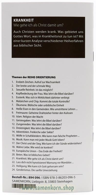 Krankheit, Band 21  Reihe Orientierung / Heft