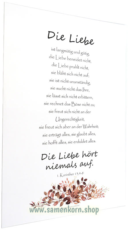 Poster A4 "Die Liebe ist..." 1. Korinther 13,4-8