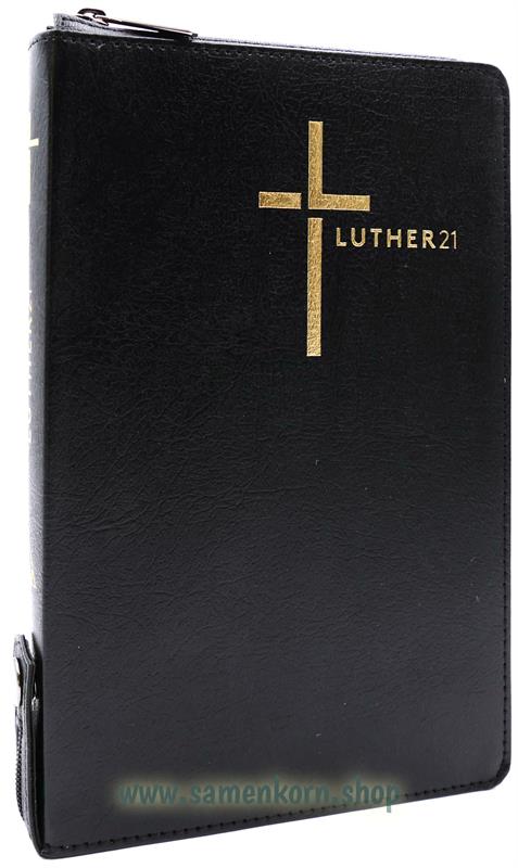 Luther21, ST schwarz, Goldschnitt, Griffregister, Reißverschluss / Buch