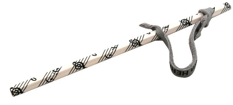 Bleistift "Notenschlüssel" mit Lederschlaufe, Text "Dient dem Herrn!"