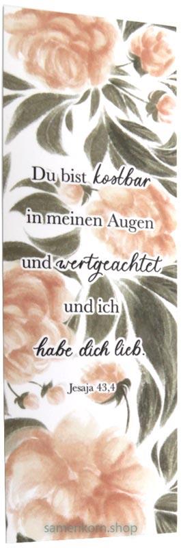 Lesezeichen "Du bist kostbar ..." - Jesaja 43,4