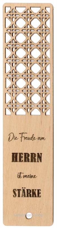 Lesezeichen aus Holz "Die Freude am Herrn ist meine Stärke"