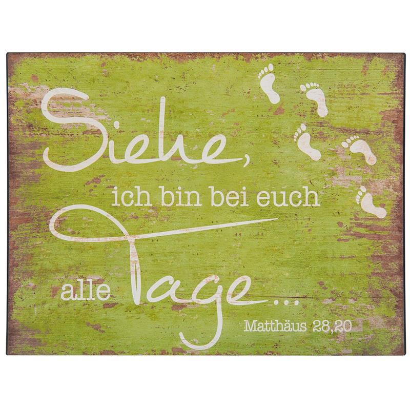 Metall-Schild,"Siehe ich bin...", grün/weiss