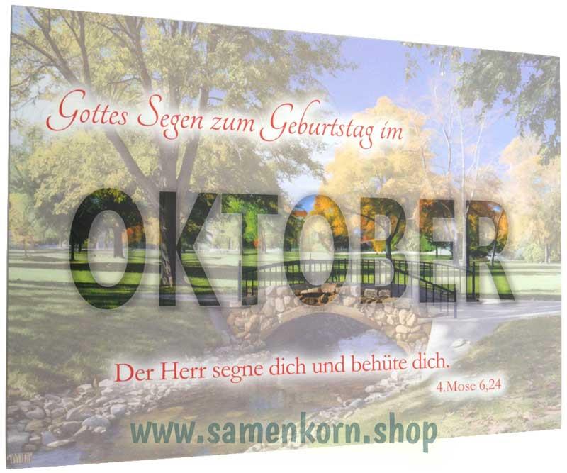 Postkarte "Gottes Segen zum Geburtstag im Oktober"