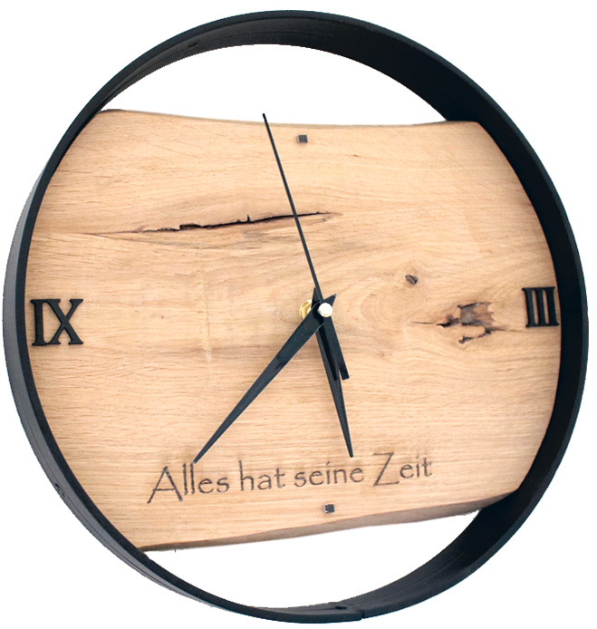 Holzwanduhr "Alles hat seine Zeit"