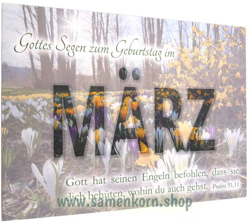 Postkarte "Gottes Segen zum Geburtstag im März"