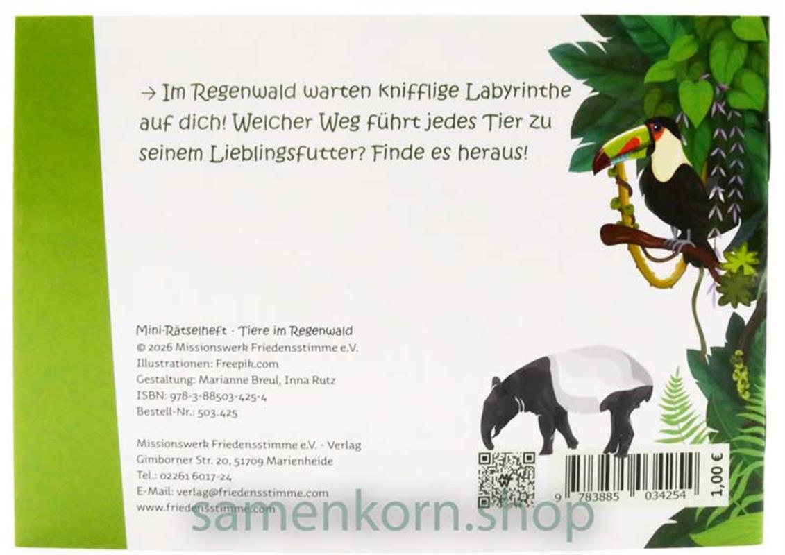 Mini-Rätselheft - Tiere im Regenwald / Heft