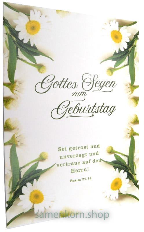 Postkarte "Gottes Segen zum Geburtstag "(Margeriten)  Ps. 27,14