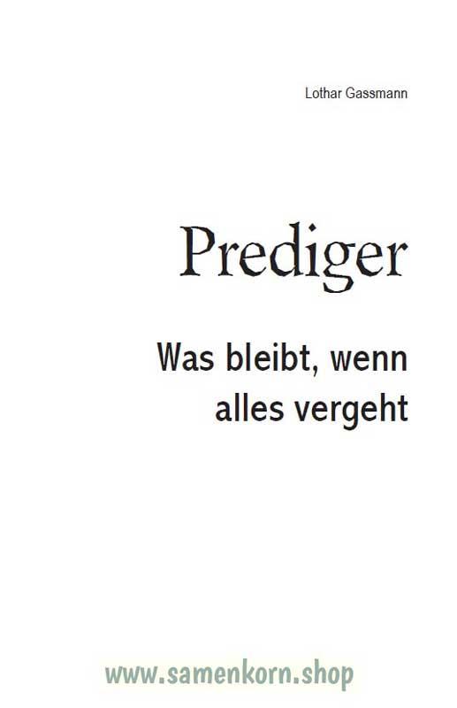 Prediger - Auslegung/Buch - L. Gassmann