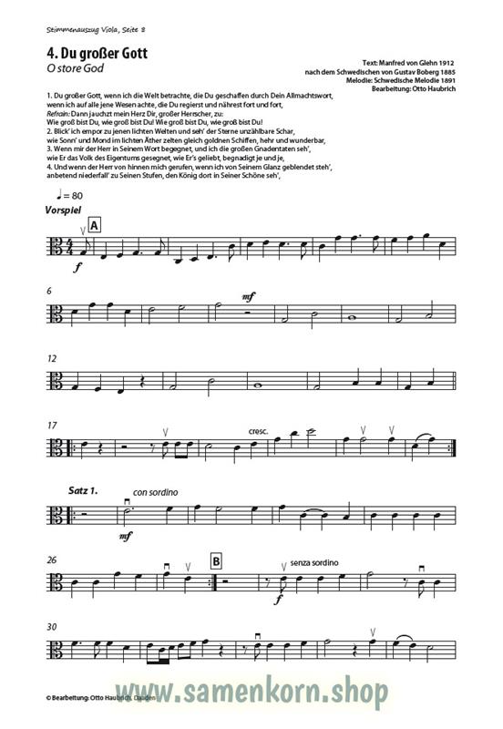 Lobt froh den Herrn / Stimmenauszüge Viola / Noten
