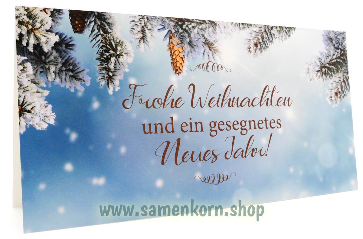 Doppelkarte "Frohe Weihnachten ..."  (Tannenzweige mit Zapfen)