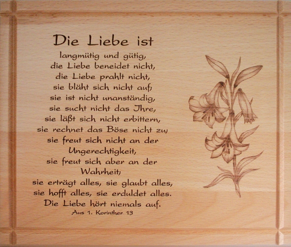 Wandbild mit Motiv "Die Liebe ist ... " / 22 x 26 cm