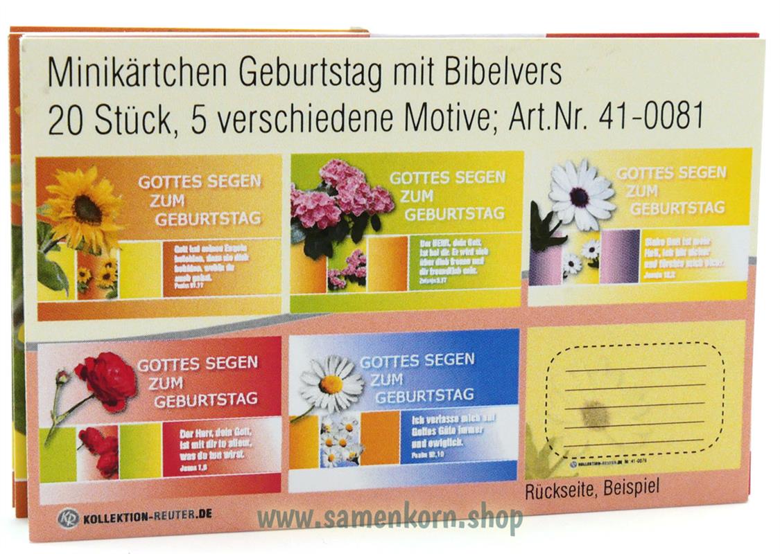 Mini-Kärtchen zum Geburtstag (5 Motive) / 20 Stück