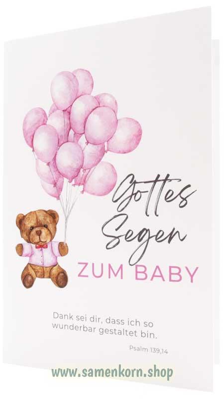 Faltkarte "Gottes Segen zum Baby" Mädchen / Ps.139,14