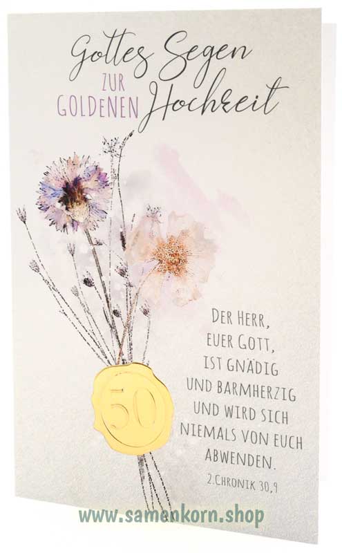 Faltkarte "Gottes Segen zur goldenen Hochzeit" 2.Chr. 30,9