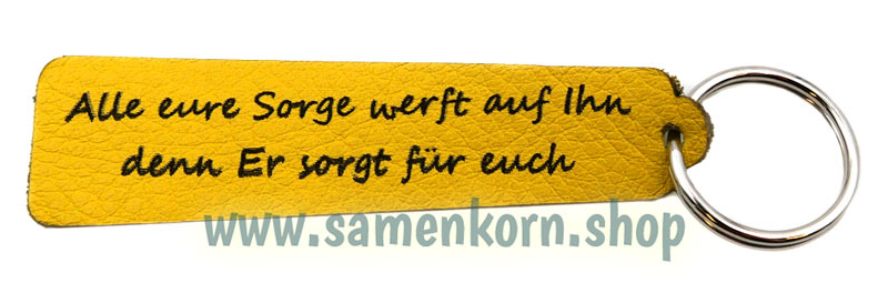 Schlüsselanhänger Echtleder "Alle eure Sorge", rostbraun