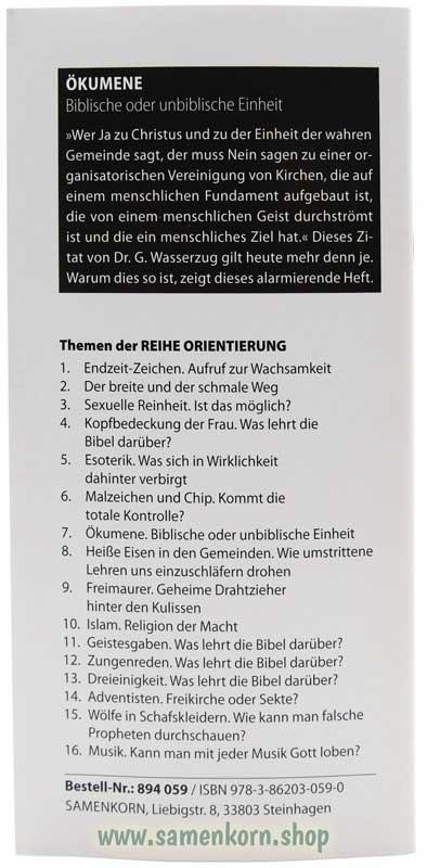 Ökumene, Band 7  Reihe Orientierung / Heft