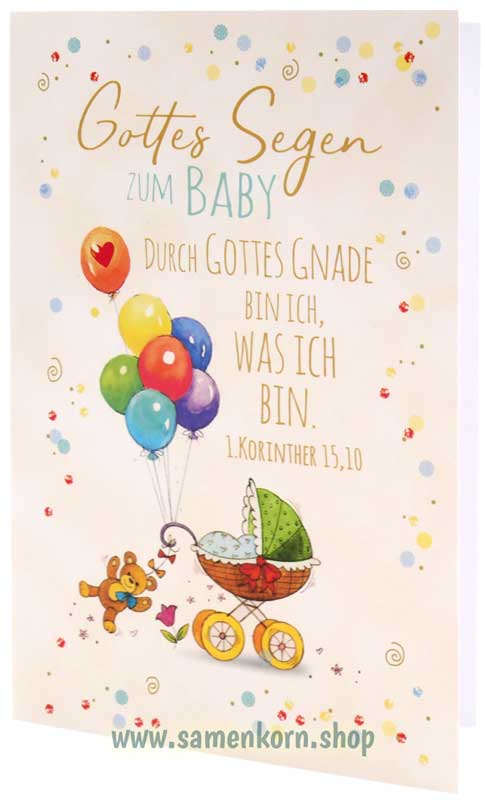 Faltkarte "Gottes Segen zum Baby" 1.Kor.15,10