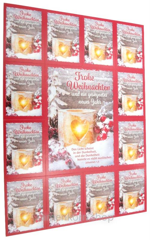 Postkarten-Aufkleber "Frohe Weihnachten" Joh. 1,5