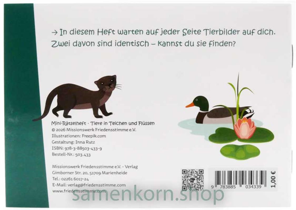 Mini-Rätselheft - Tiere in Teichen und Flüssen  / Heft
