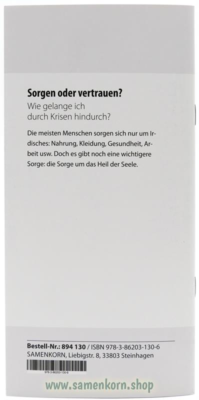 Sorgen oder vertrauen, Band 30  Reihe Orientierung / Heft