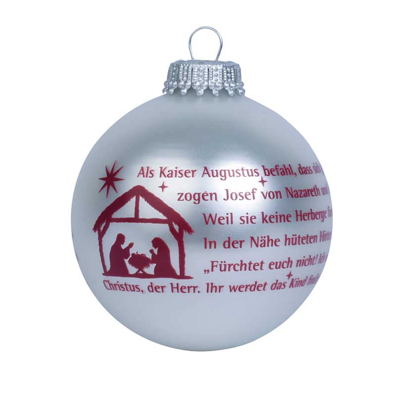 Weihnachtskugel in Silber Motiv "Krippe"