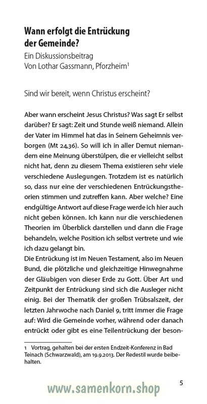 Entrückung der Gemeinde, Band 27 Reihe Orientierung / Heft