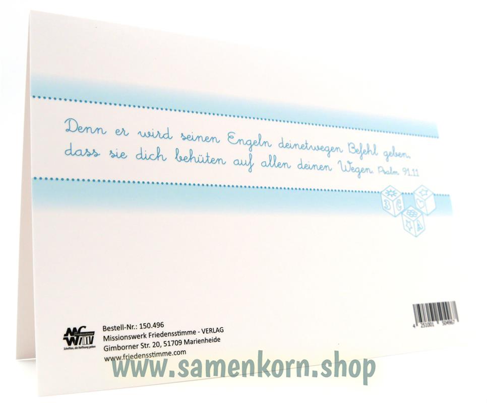 Faltkarte „Gottes Segen zur Geburt“ (blau)