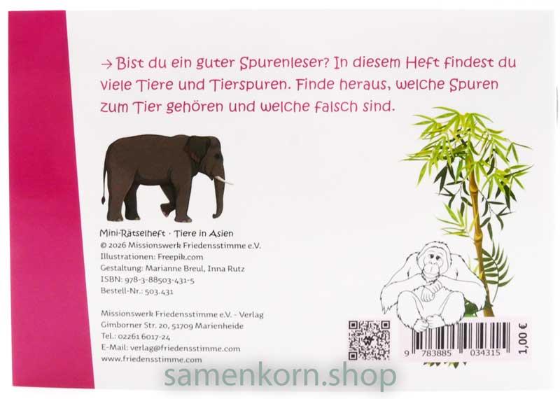 Mini-Rätselheft - Tiere in Asien  / Heft