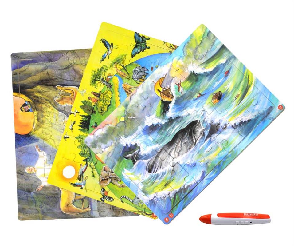 Audio-Holzpuzzle-Set 2/ 3 Puzzle + Audiostift