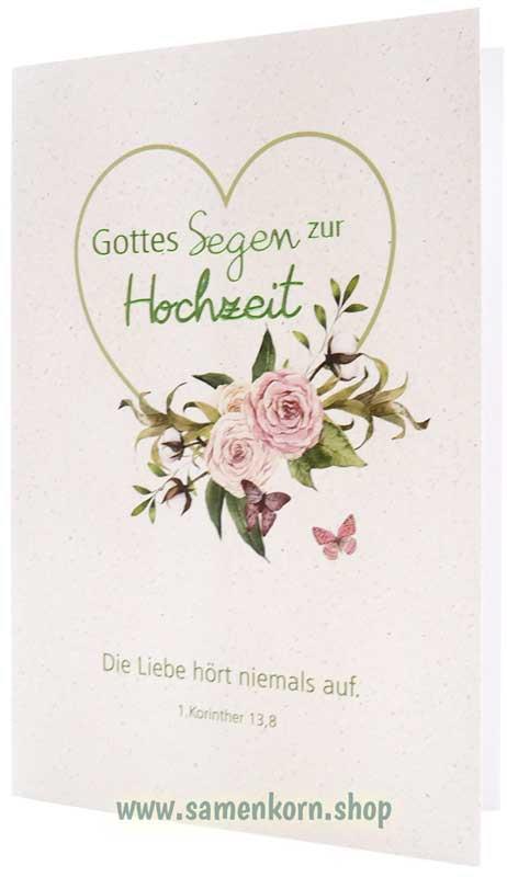 Faltkarte "Gottes Segen zur Hochzeit" 1.Kor. 13,8